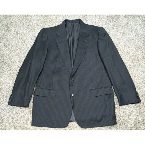Ermenegildo Zegna Trofeo Blazer Jacket Mens 54L 44 US Black Stripe 2 Button Wool